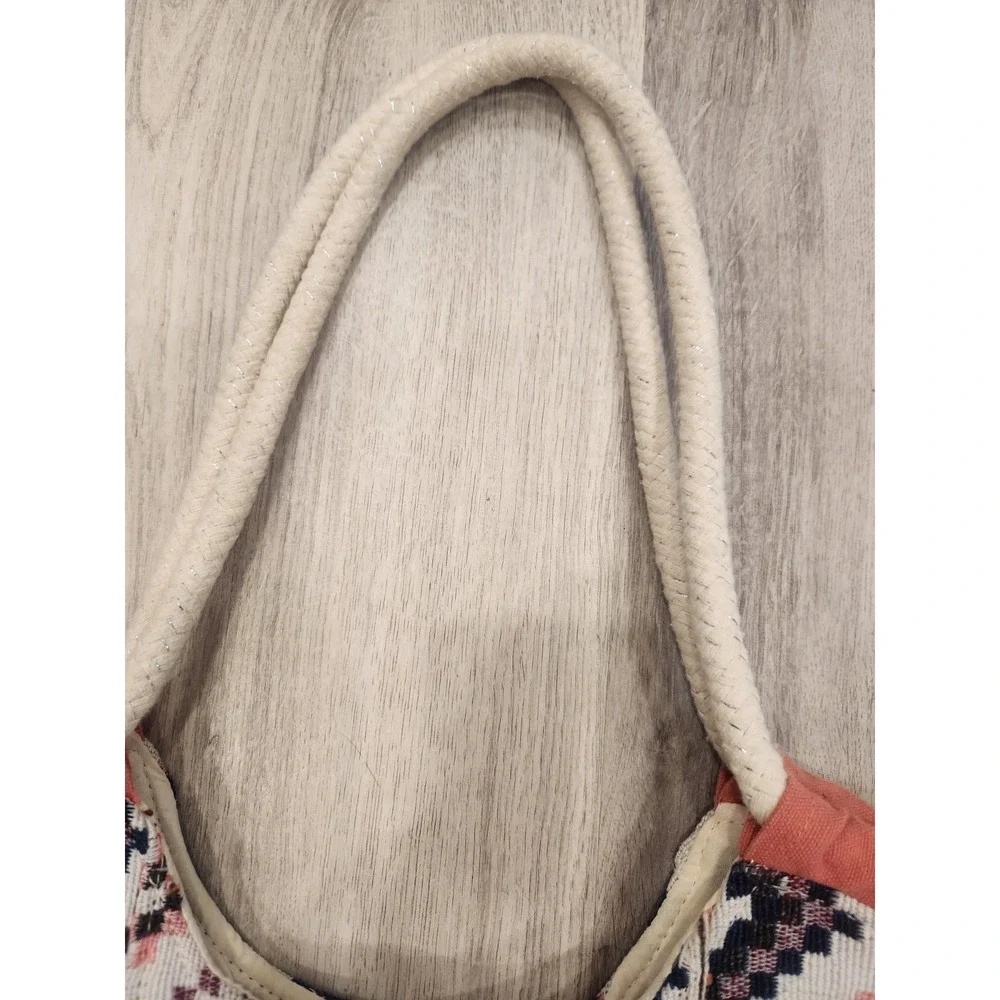 Boho Cotton Tote Or Beach Bag‎ Made in India Geometric Ikat Rope Handles Tassels